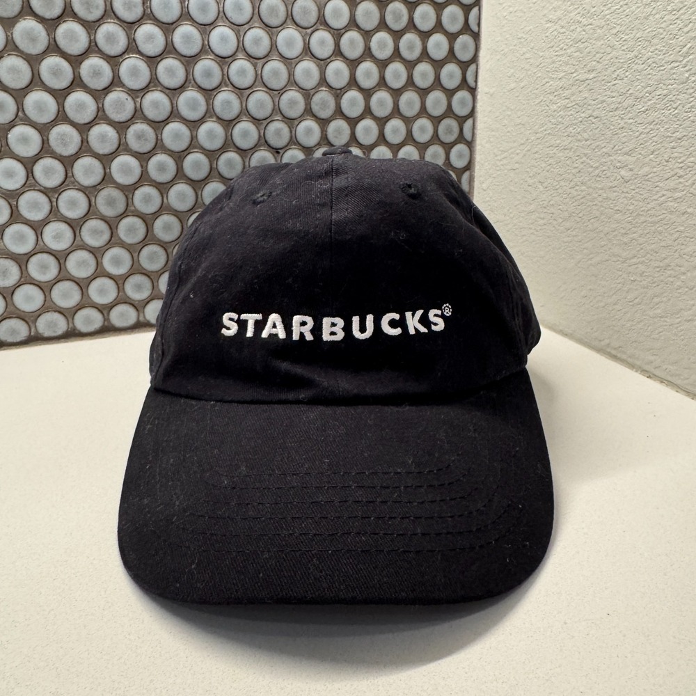 Starbucks Hat Cap Black Barista Strap Back Logo OSFM Employee Unstructured